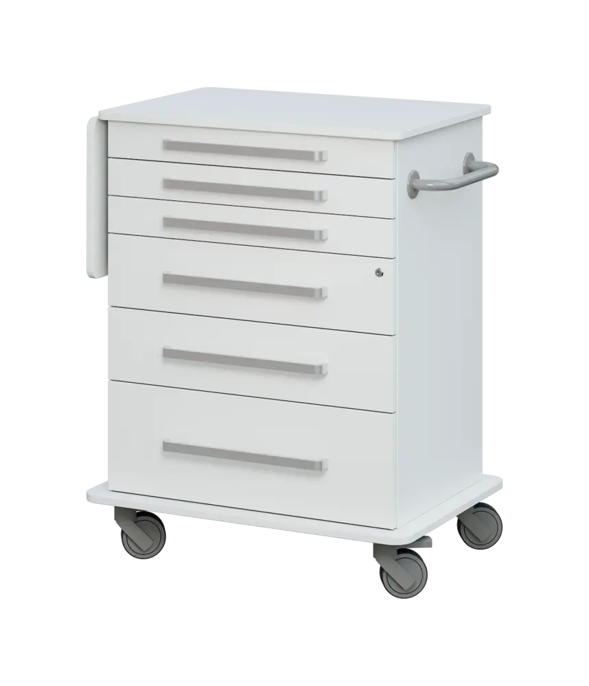 DEXTER 06 vozík asistenční, korpus a desky bílá / zásuvky bílá